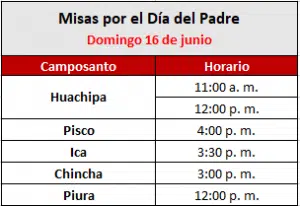 tabla horario camposanto misas dia del padre